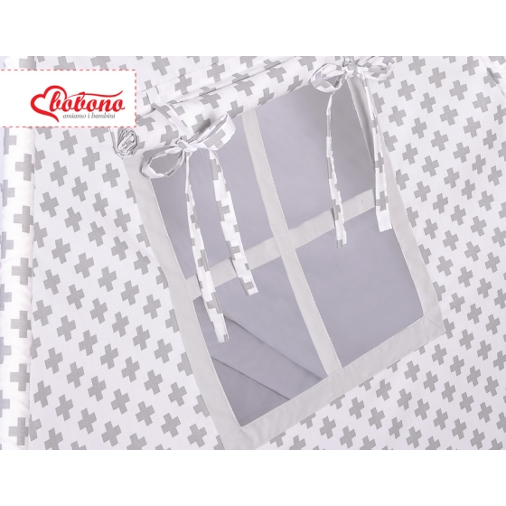 Kids Teepee Tent + decorative feathers- Gray cross pattern