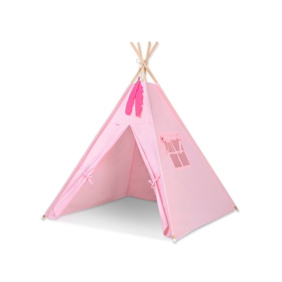 Kids Teepee Tent + decorative feathers- pink