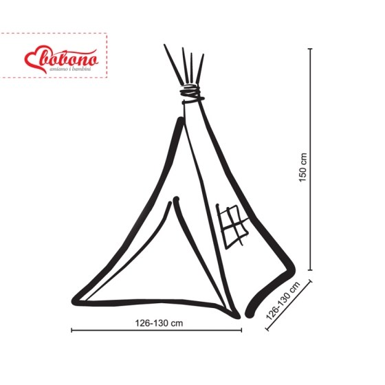 Kids Teepee Tent + decorative feathers- White dots on beige