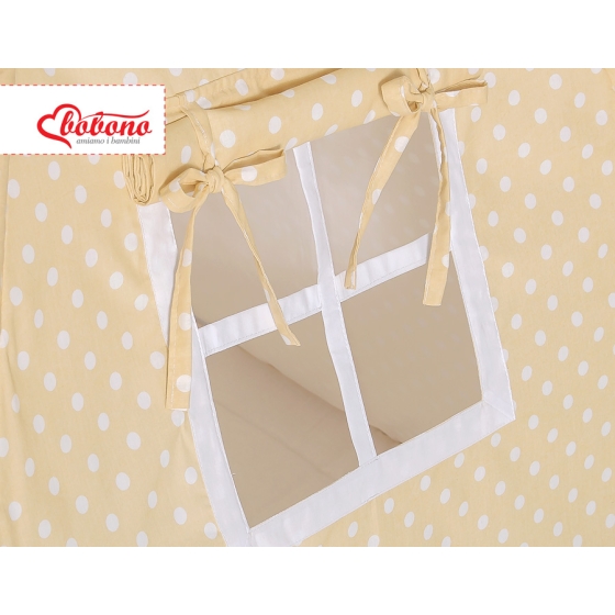 Kids Teepee Tent + decorative feathers- White dots on beige