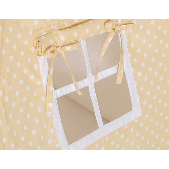 Kids Teepee Tent + decorative feathers- White dots on beige