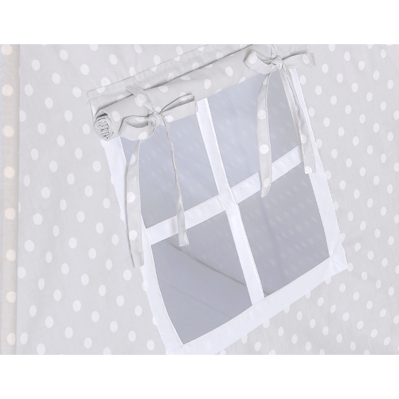 Kids Teepee Tent + decorative feathers- White dots on Gray
