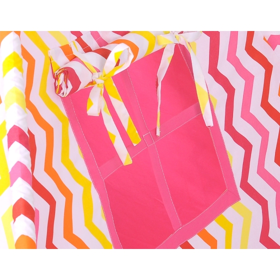 Kids Teepee Tent- Chevron pink-yellow