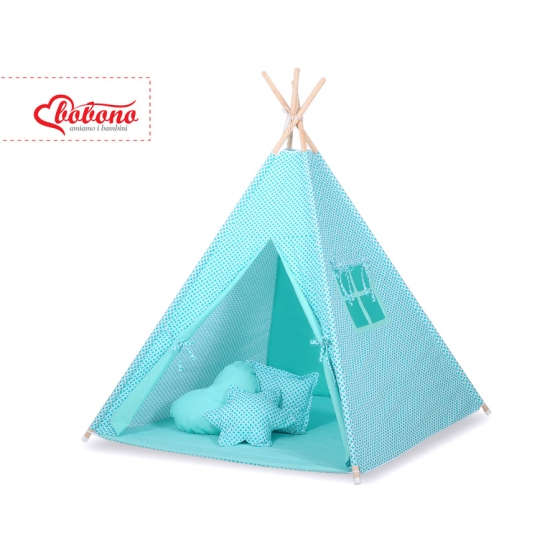 Kids Teepee Tent - mint flowers