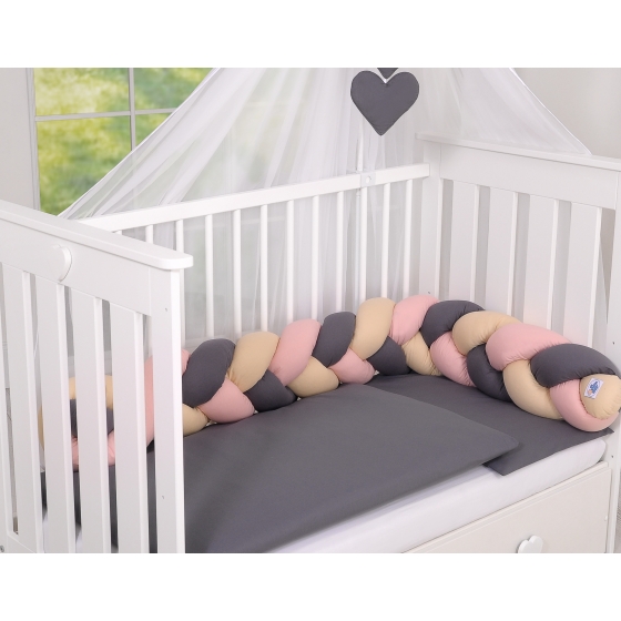 Knot Braided bumper- beige-anthracite-pastel pink