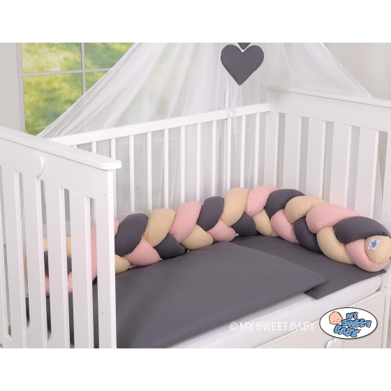 Knot Braided bumper- beige-anthracite-pastel pink
