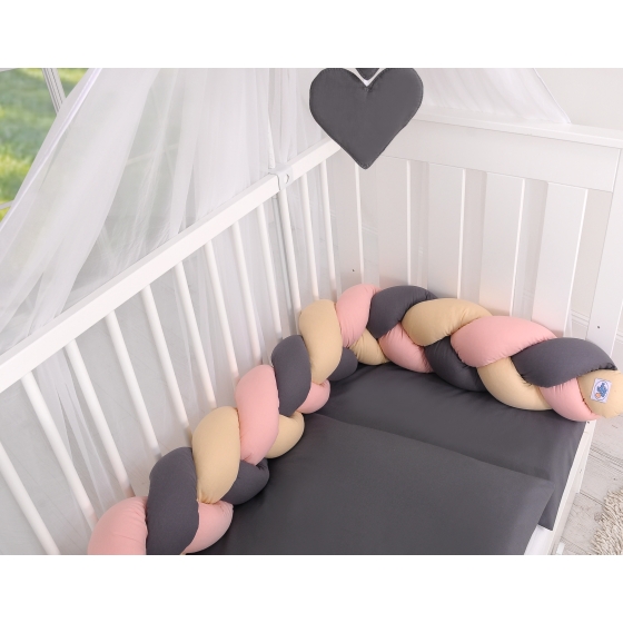 Knot Braided bumper- beige-anthracite-pastel pink
