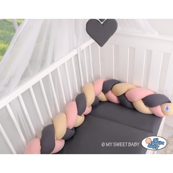 Knot Braided bumper- beige-anthracite-pastel pink