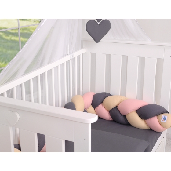 Knot Braided bumper- beige-anthracite-pastel pink
