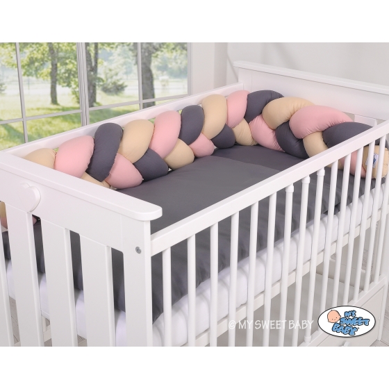 Knot Braided bumper- beige-anthracite-pastel pink