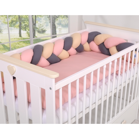 Knot Braided bumper- beige-anthracite-pastel pink
