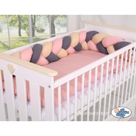 Knot Braided bumper- beige-anthracite-pastel pink