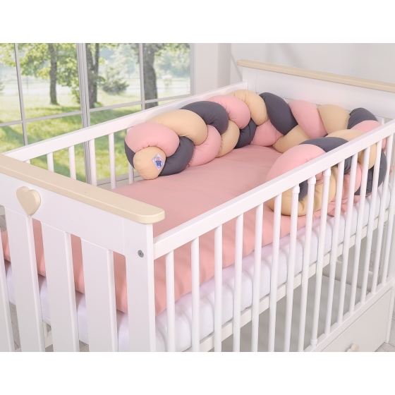 Knot Braided bumper- beige-anthracite-pastel pink