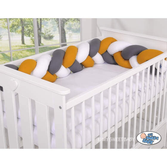 Knot bumper Braided Cushion Pillow - white-honey yellow-anthracite