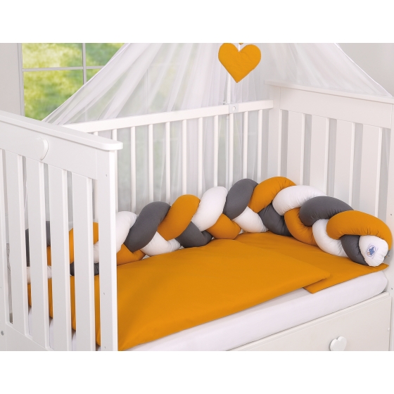 Knot bumper Braided Cushion Pillow - white-honey yellow-anthracite