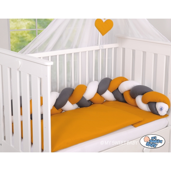 Knot bumper Braided Cushion Pillow - white-honey yellow-anthracite