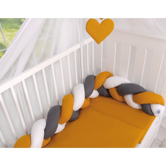 Knot bumper Braided Cushion Pillow - white-honey yellow-anthracite
