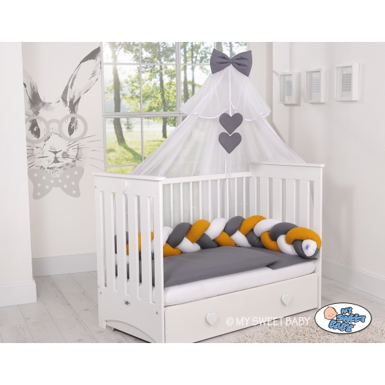 Knot bumper Braided Cushion Pillow - white-honey yellow-anthracite