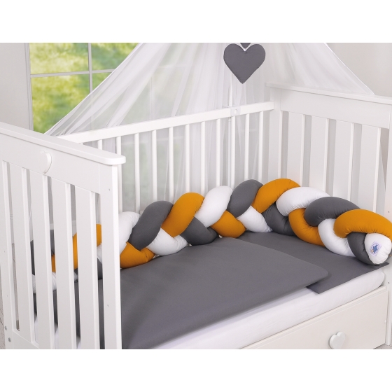 Knot bumper Braided Cushion Pillow - white-honey yellow-anthracite