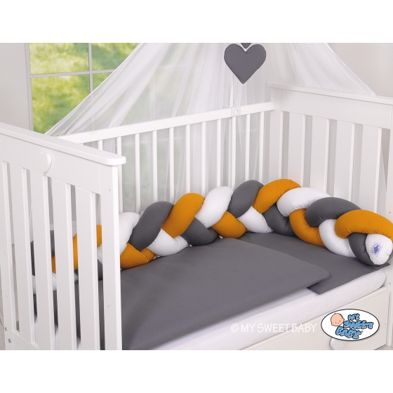 Knot bumper Braided Cushion Pillow - white-honey yellow-anthracite