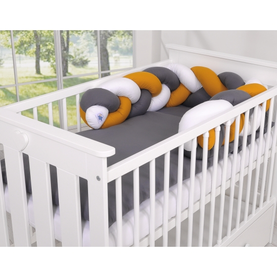Knot bumper Braided Cushion Pillow - white-honey yellow-anthracite