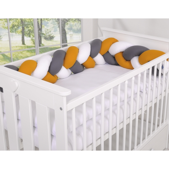Knot bumper Braided Cushion Pillow - white-honey yellow-anthracite