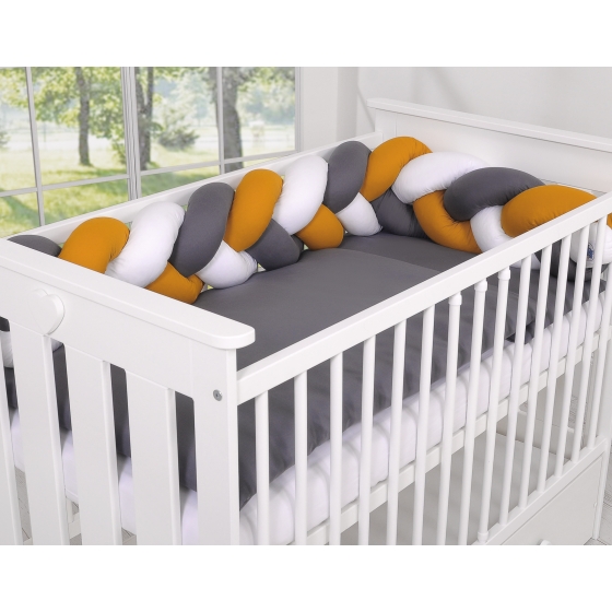 Knot bumper Braided Cushion Pillow - white-honey yellow-anthracite