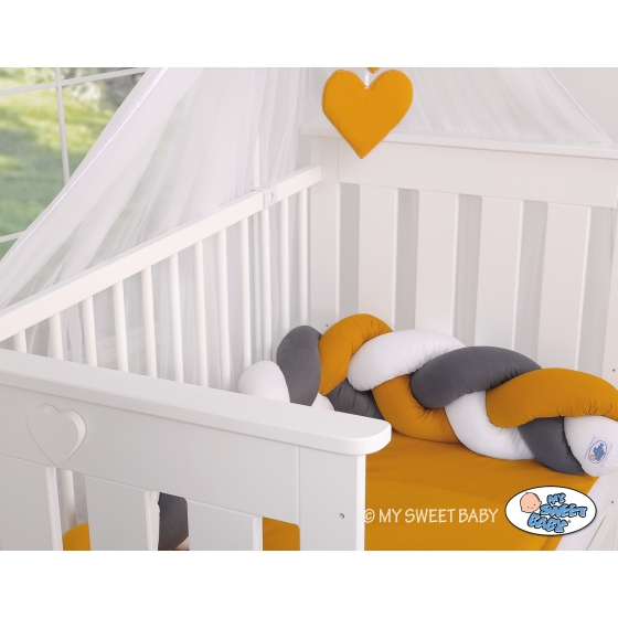 Knot bumper Braided Cushion Pillow - white-honey yellow-anthracite