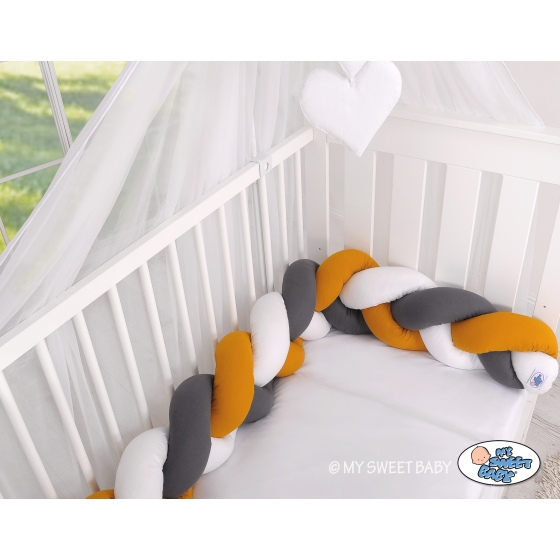 Knot bumper Braided Cushion Pillow - white-honey yellow-anthracite