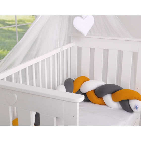 Knot bumper Braided Cushion Pillow - white-honey yellow-anthracite