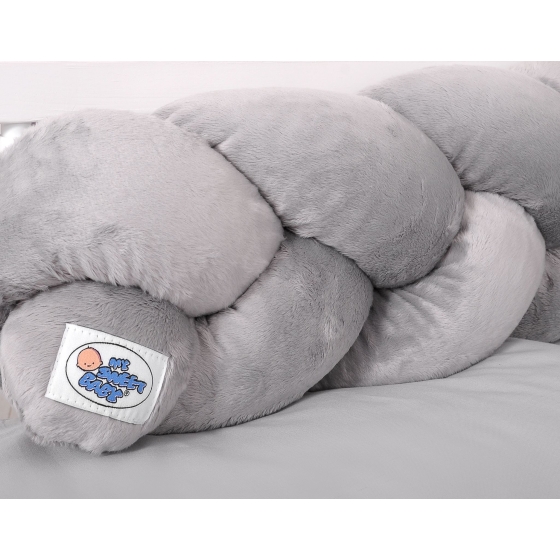 Knoted cot bumper minky 180cm- gray