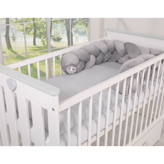 Knoted cot bumper minky 180cm- gray