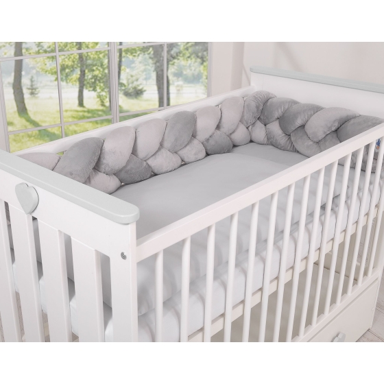Knoted cot bumper minky 180cm- gray