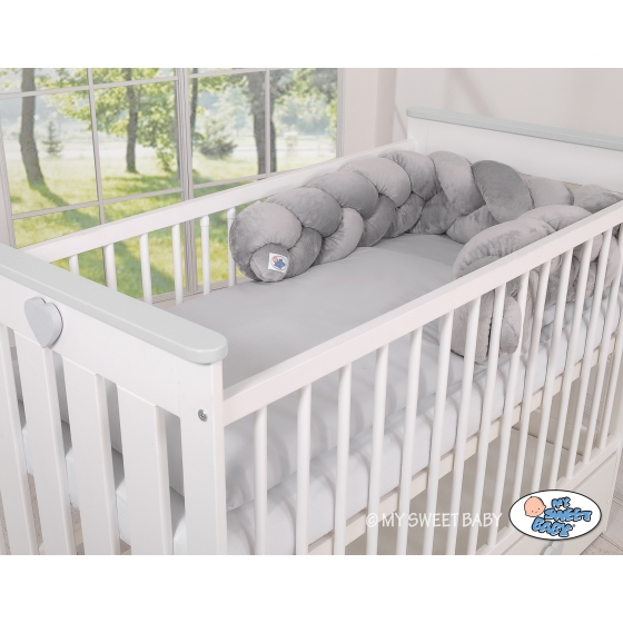 Knoted cot bumper minky 180cm- gray