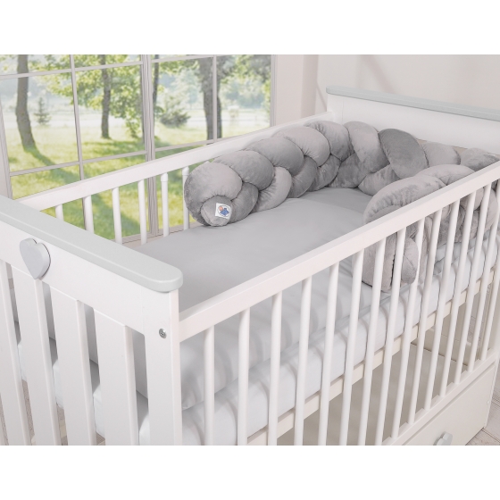 Knoted cot bumper minky 180cm- gray