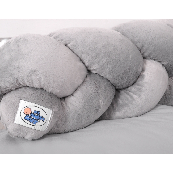 Knoted cot bumper minky 180cm- gray