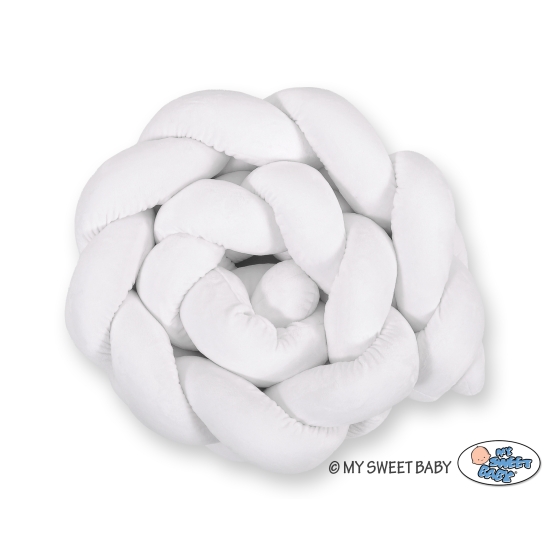 Brided baby cot bumper minky 180cm - white