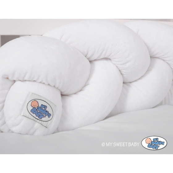 Brided baby cot bumper minky 180cm - white