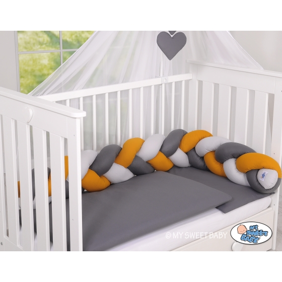 Knotted bumper Braided Cushion Pillow - gray-honey yellow-anthracite