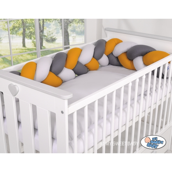 Knotted bumper Braided Cushion Pillow - gray-honey yellow-anthracite