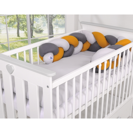 Knotted bumper Braided Cushion Pillow - gray-honey yellow-anthracite
