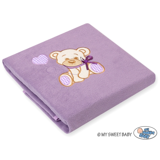 Lilac Polar fleece blanket for Baby- Bear with bow