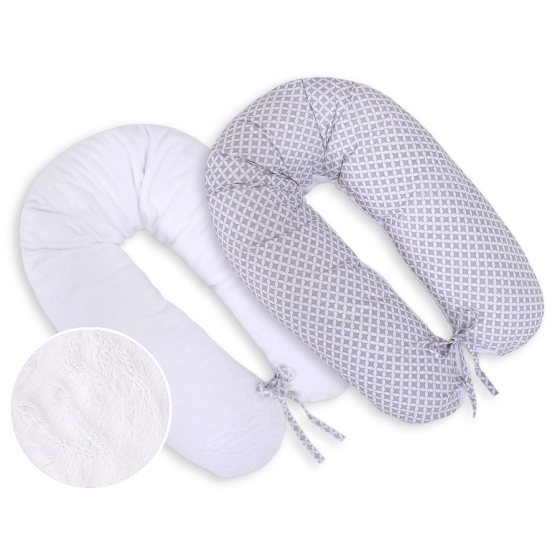 Maternity Pregnancy pillow- double-sided- Floral pattern Gray