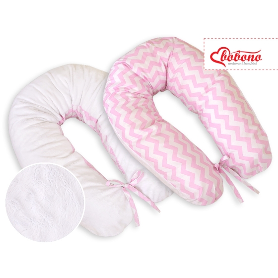 Maternity Pregnancy pillow- double-sided-Simple chevron pink-white