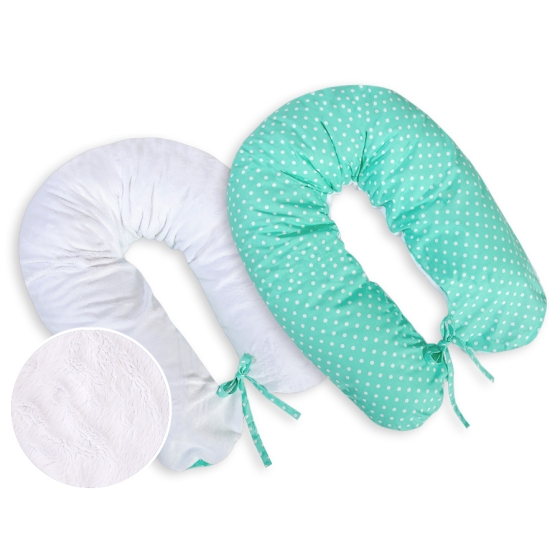 Maternity Pregnancy pillow- double-sided-Simple white dots on mint