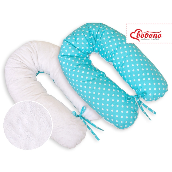 Maternity Pregnancy pillow- double-sided-Simple white dots on turquoise
