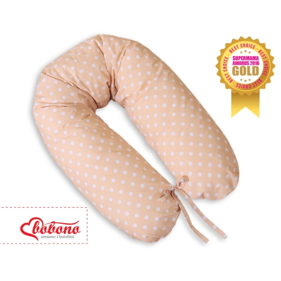 Maternity Pregnancy pillow- White polka dots on beige
