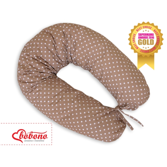 Maternity Pregnancy pillow- White polka dots on brown