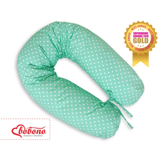 Maternity Pregnancy pillow- White polka dots on mint