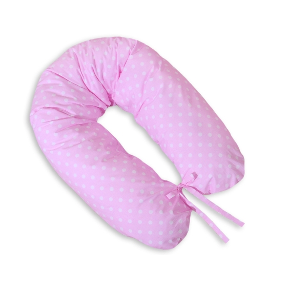 Maternity Pregnancy pillow- White polka dots on pink